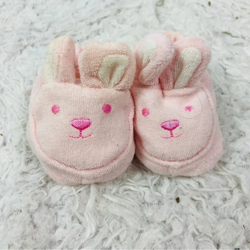 Unbranded Adorable Pink Bunny Baby terry cloth Booties size 0-6 months